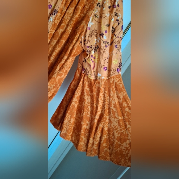 Cato floral ruffle sleeve rayon womens top size large patchwork print boho lagen - Picture 4 of 8